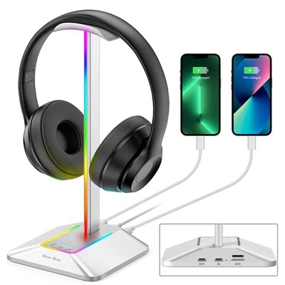 Valkoinen RGB-pelikuuloketeline USB-keskittimellä
