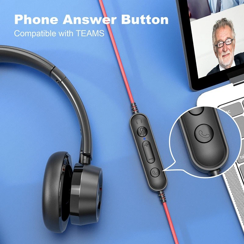 USB Noise Cancelling Headset With Phone Answer Button